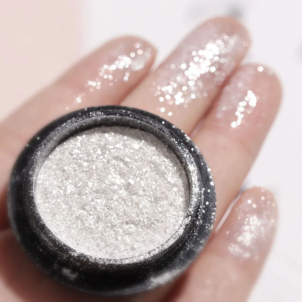 

1pc Nail Fairy White High Gloss Glitter Nail Powder Shiny Chrome Pigment for UV Gel Polish Decoration Manicure Rubbing Dust