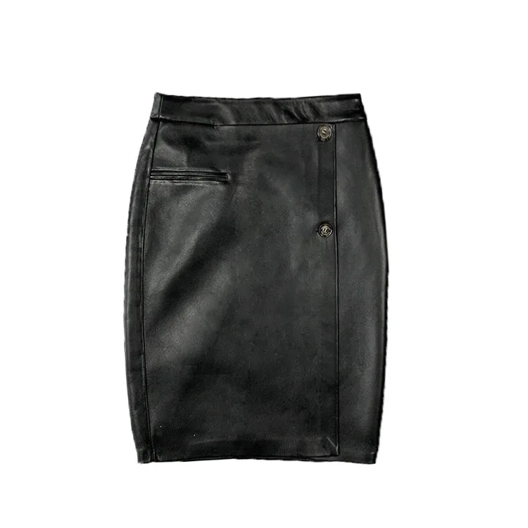 Top brand new 2020 Autumn arrival women's catwalk real sheep leather skirt,fashion leather skirt  high quality