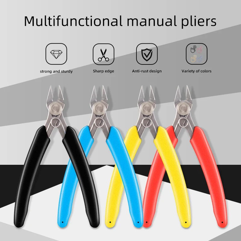 DIY Small Jewelry Diagonal Pliers Soft Cutting Electronic Pliers Mini Wire Cutters Wire Insulated Rubber Handle Model Hand Tools