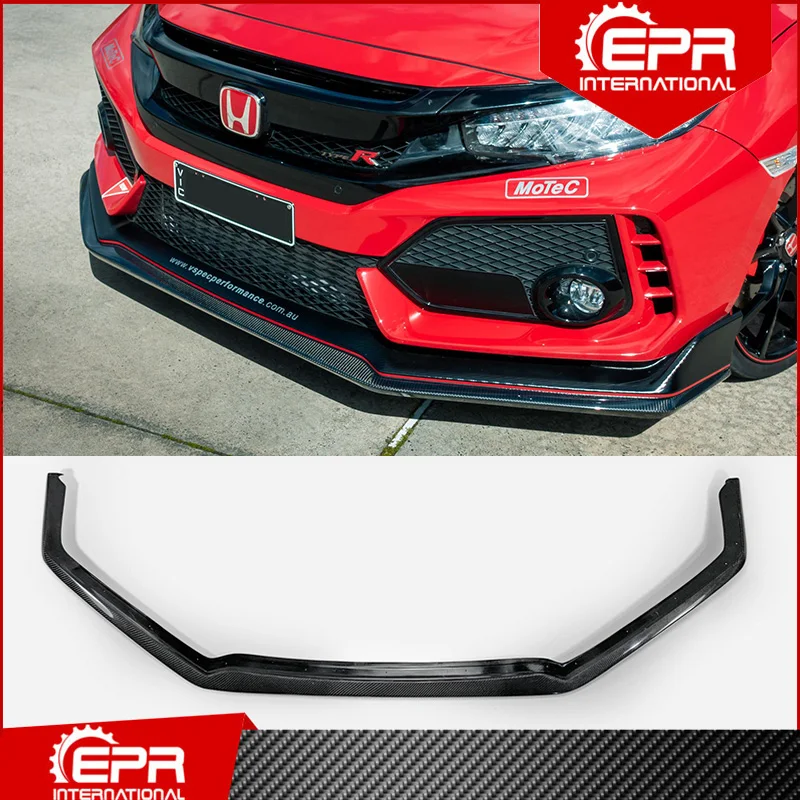 

For Civic Type R FK8 VRSAR1 Style Carbon Fiber Front Lip Trim FK8 Racing Part Glossy Carbon Front Splitter FK8 Body Kit 5Door