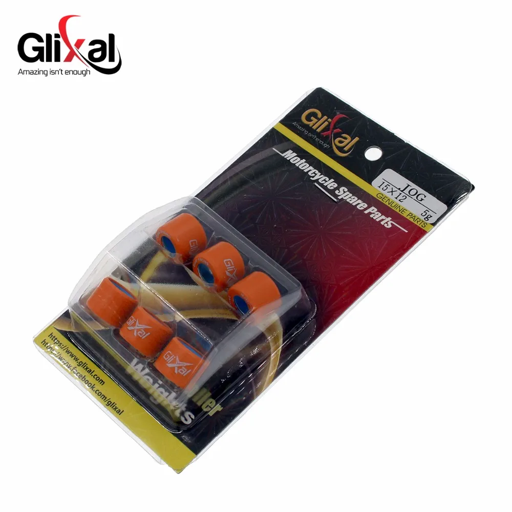 Glixal 15X12mm Zestaw obciążników rolkowych do skuterów o wysokiej wydajności wyścigowej 1PE40QMB Minarelli Jog 50cc 2-suwowy silnik (3g-10g)