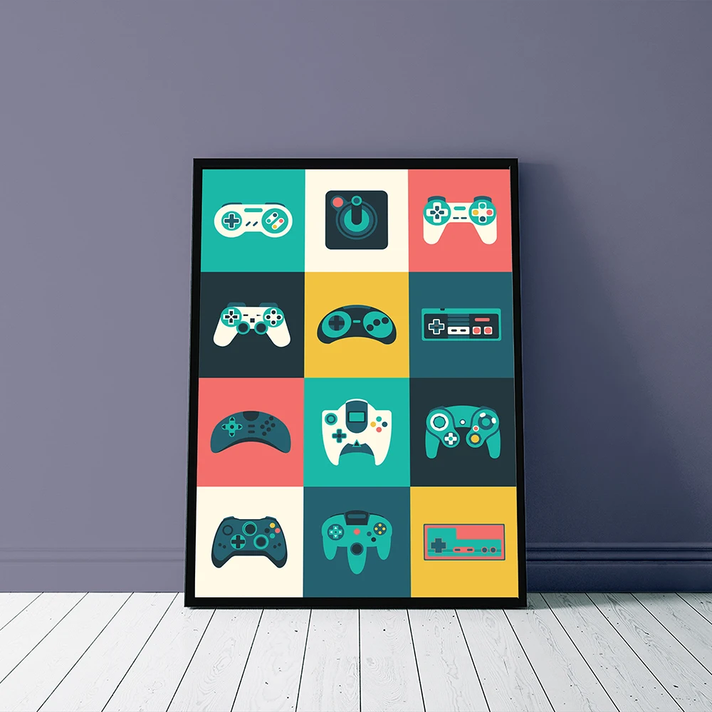 Vintage Videogames Boys Game Poster Print Gamepad Illustration Game Wall Art Picture Canvas Painting for Kids Room Home Decor