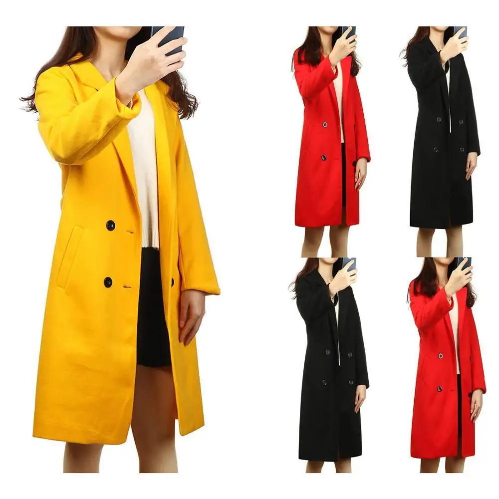 Autumn Winter Long Sleeve Casual Oversize Outwear Jackets Coat Women Solid Color Plus Size XXXL Woollen Blends Warm Coat