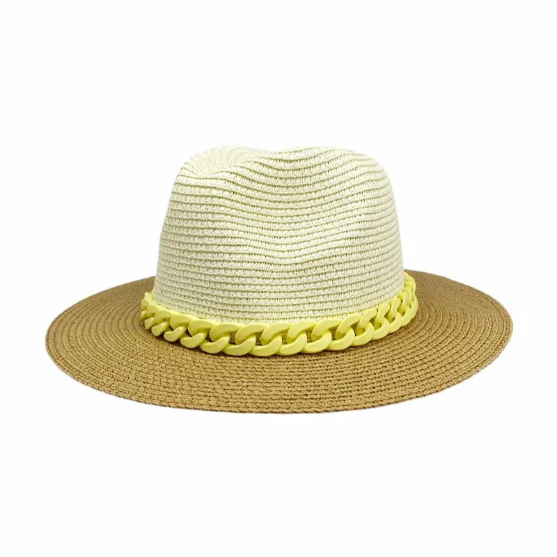 Hats For Women Bucket Khaki Ribbon Band Hats For Men Straw Summer Panama formal Outdoor Party Picnic Sun Hats Wide  Rim2021