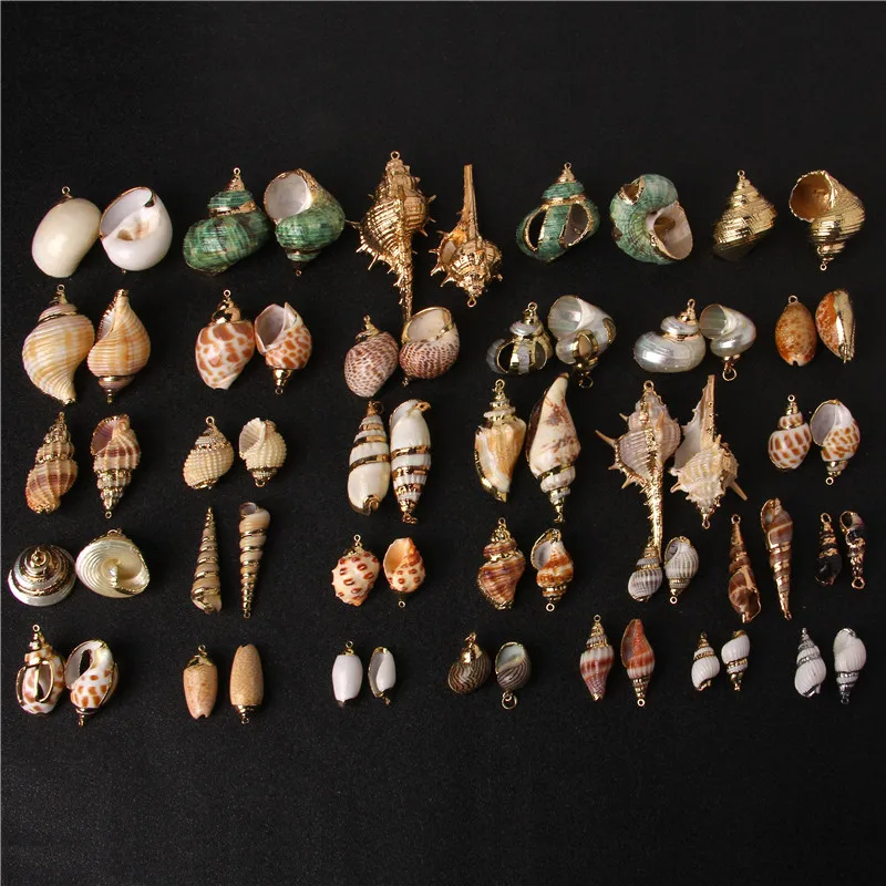 Cowrie Sea Shells Charms Spiral Conch Pendant for Jewelry Making Cone Shell Charms Crafts DIY Necklace Bracelet Accessories