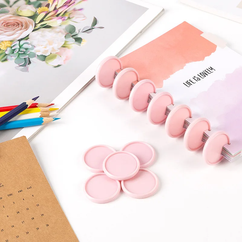 100pcs Mushroom Hole Binding Rings Notebook Loose-leaf Buckle Plastic Discs Loose-leaf Notebook Discs Rings Notebook accessories