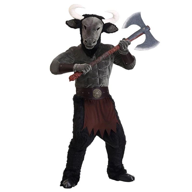 

Black Wild Ox Bull Cattle Cosplay Halloween Carnival Costume Adult Character Chief Outfits Animals Jumpsuits for Men