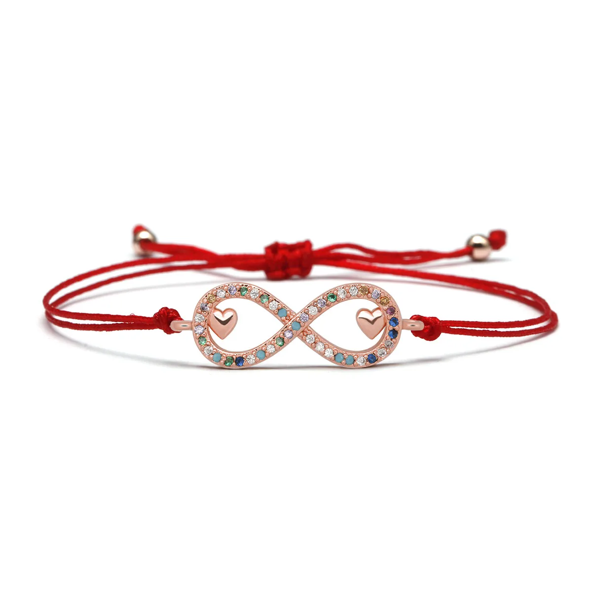 Multicolored Cubic Zirconia Cute Small Infinity Love Charm Bracelet For Women Handmade Red String Luck Protect Jewelry Present