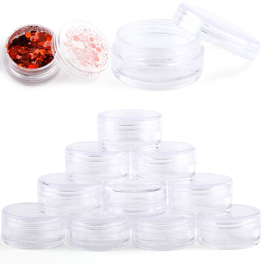 10/20/30/50Pcs 2.5g Cosmetic Container Jar Pots Plastic Empty Bottle Transparent Storage Bottles Shampoo Refillable Plastic Boat