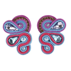 Handmade Soutache colourful women's earrings Large Stud earring Fashion jewelry Pretty weaving Crystals Collocation Shirt dress