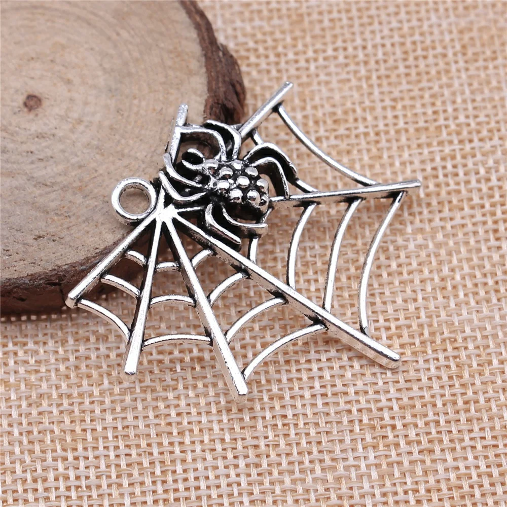 

Wholesale 20pcs/bag 47x42mm Antique Bronze Antique Silver Color Spider Web Pendant Charm Spider Web Charm Spider Web Pendants