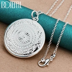 DOTEFFIL 925 Sterling Silver Round Photo Frame Necklace 16-30 Snake Chain For Women Man Fashion Wedding Party Charm Jewelry