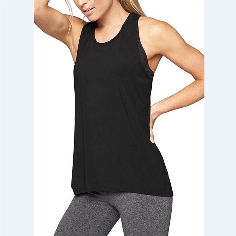 Women Backless Yoga Shirts Running Fitness T-shirts Sleeveless Vest Quick Dry Loose Sport Tee Tops Female Gym Workout Blouse