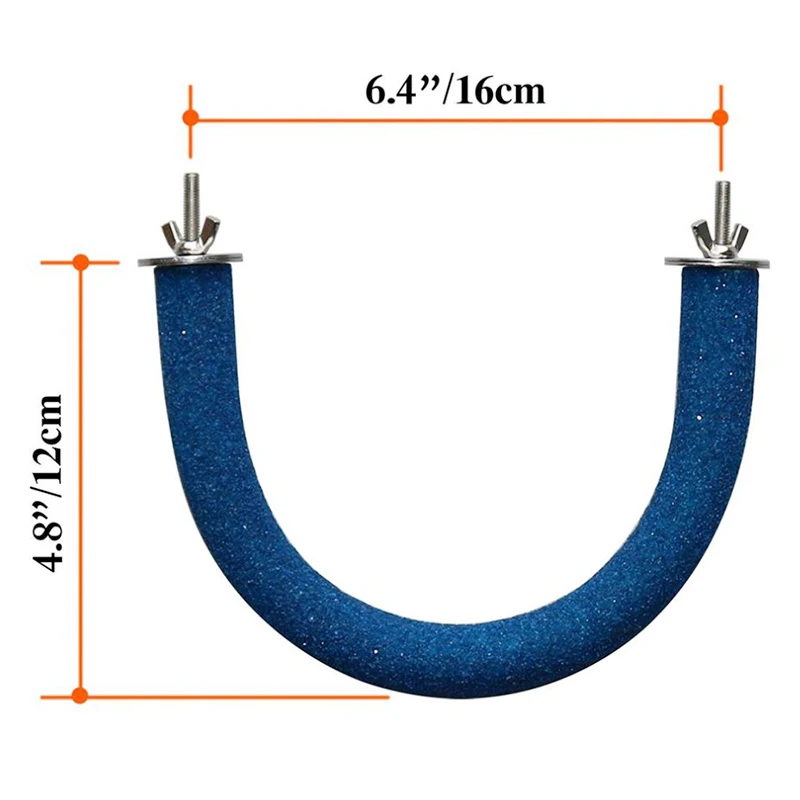 Parrot Frosting Perch Stand Rack Toy Claw Grinding Rod Stick Bar Scrub Station Bird Cage Toy Chewing Standing U Type Flexible