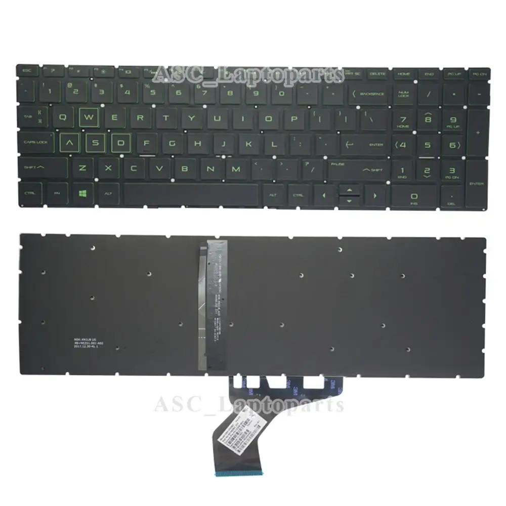 NW US English Keyboard For HP Pavilion 15-DK 15T-DK000 15-DK0021NW 15-DK0007CA 15-DK0010NR Green BACKLIT, without Frame