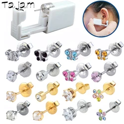 1Piece 316l Surgical Steel Disposable Sterilized Ear Piercing Units Gun Tools With CZ Crystal Earring Stud Body Piercing Jewelry