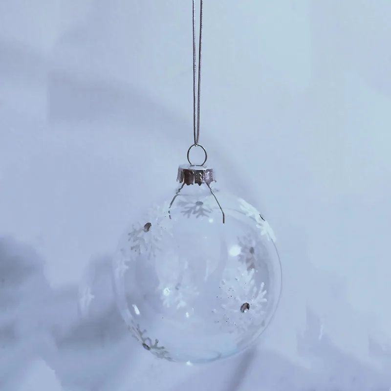 16pcs/pack Diameter=8cm Transparent Glass Globe Christmas Day Hand Drawing Hanging Ball Pendant Friend Gift Festival Decoration