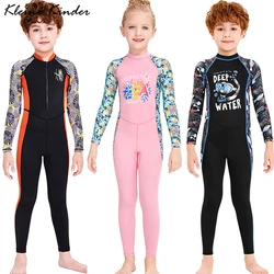 Children's Swimsuit Full Cover One Piece Jumpsuit Surfing Bathing Diving Suit Long Sleeves Sunscreen Swimwear for Girls Boys