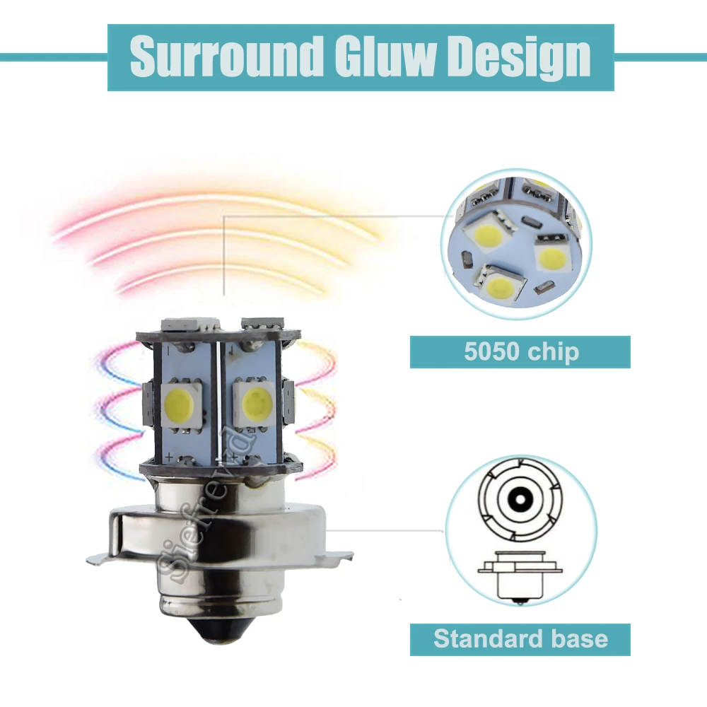 2Pcs Motorbike LED Headlight P26S Bulb 6V 12V Volt Motorcycle Headlamp Light 5050 9SMD Scooter Moped Moto Bike Front Head Lamp
