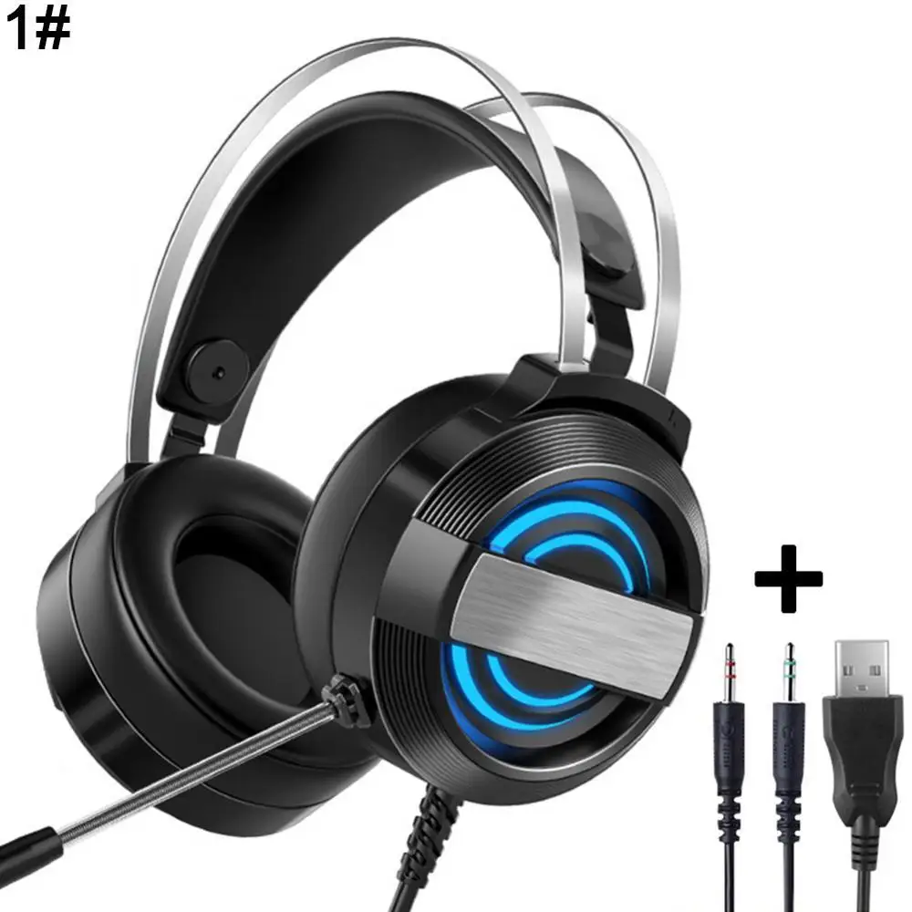 

Headset computer earphone wire-control headset game eSports earphone stylish cool noise reduction stereo surround sound earphone