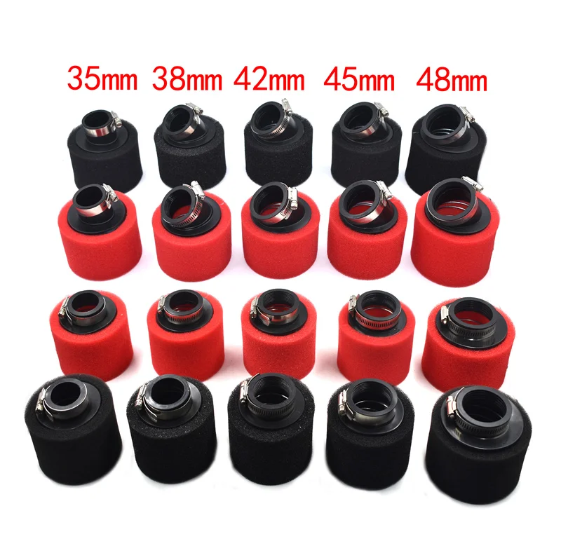 32mm 35mm 38mm 42mm 45mm 48mm Bend Elbow Neck Foam Air Filter Sponge Cleaner Moped Scooter Dirt Pit Bike Motorcycle RED Kayo BSE