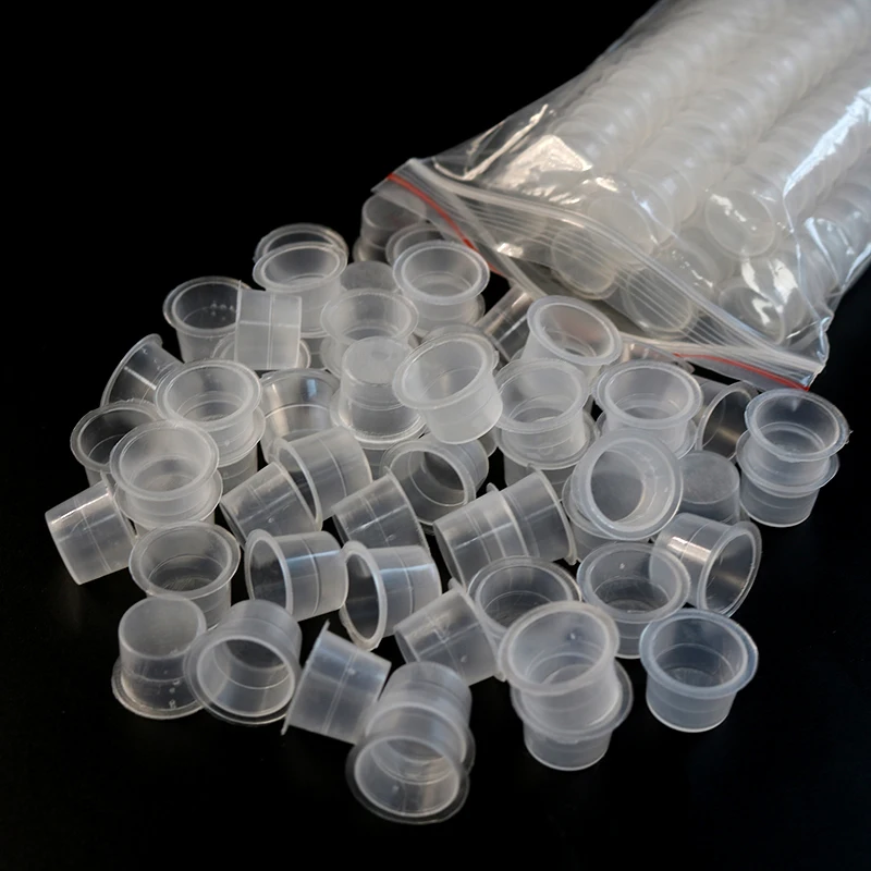 1000 Pcs Scientific Experiment Cup Plastic Tattoo Ink Cup Permanent Makeup Pigment Transparent Container Lid Accessories