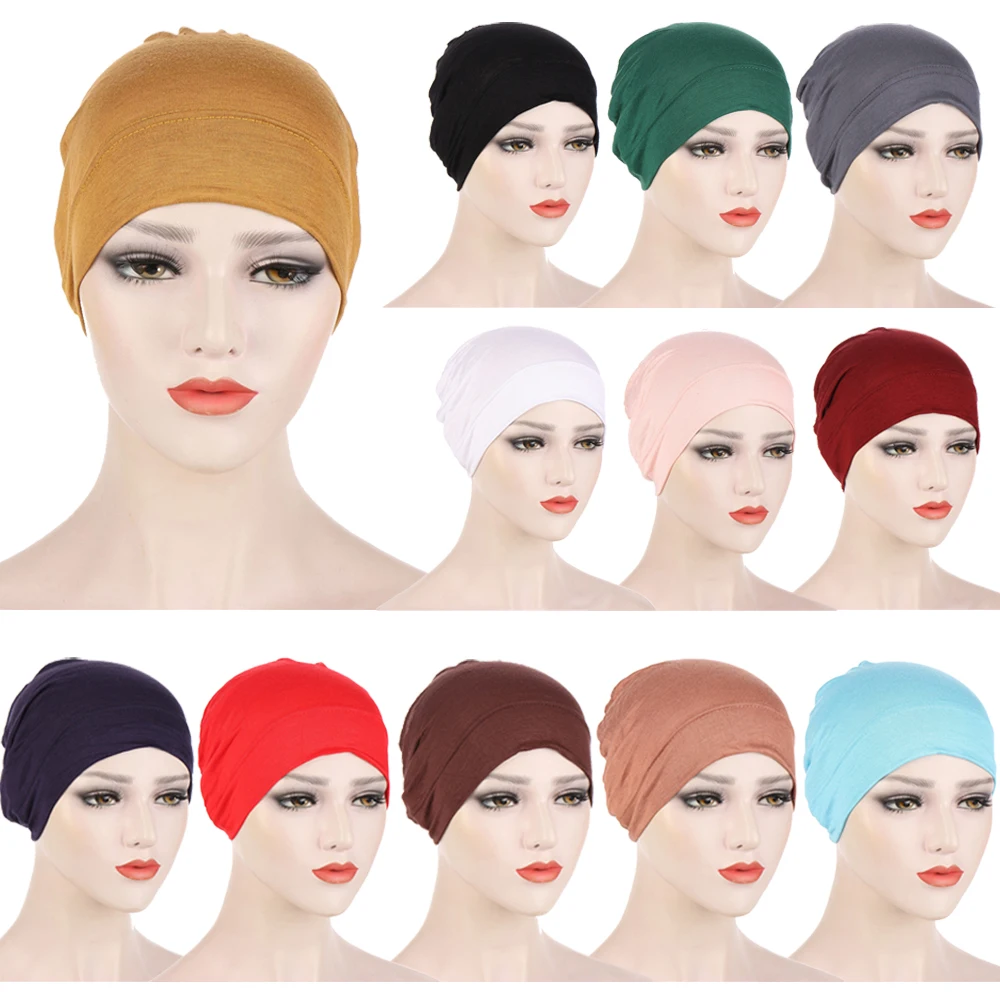 

Women Muslim Hijab Scarf Inner Hijab Cap Bone Bonnet Ladies Islamic Cross Headband Turban Headwrap Hairband Underscarf Headscarf