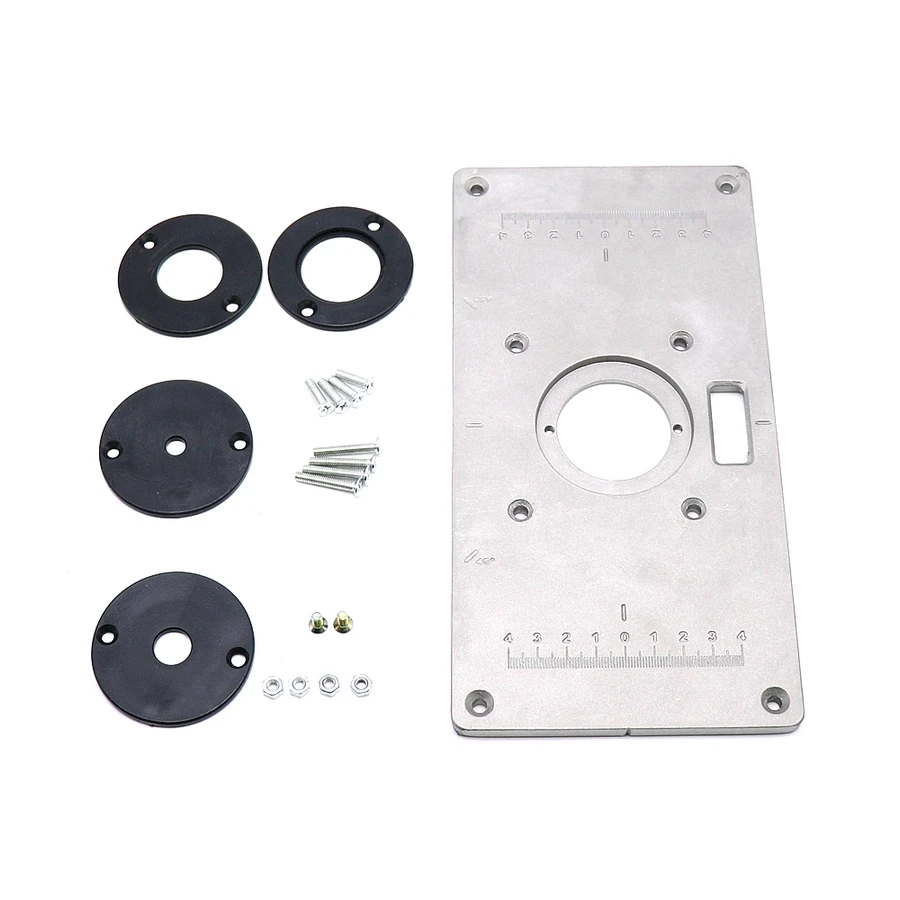 

Aluminum Router Table Insert Plate with 4 Insert Rings for Woodworking Benches