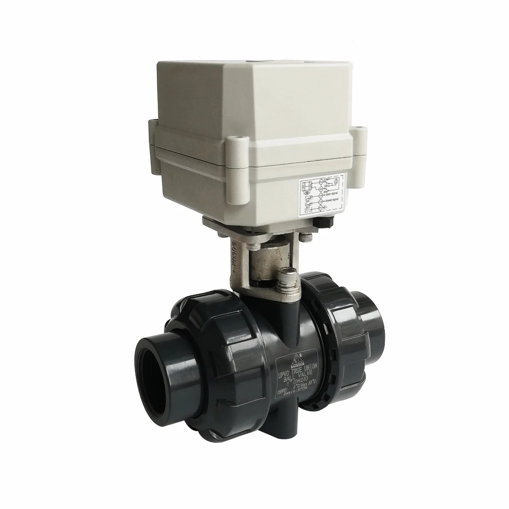 AC110V-230V UPVC DN25 Electric Actuated Valve Valve TF25-P2-C BSP/NPT 1'' Plasctic Actuator Valve 10NM On/Off 15 Sec CE