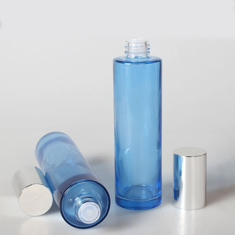 

Empty Round Blue/Green Frosted 120ml Glass Skincare Bottle for Sale