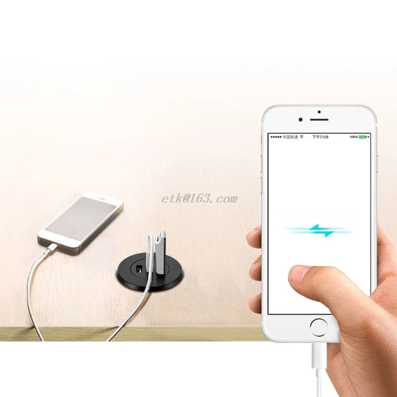 5cm Grommet Hole In-Desk Mounting 3 Ports USB 2.0 Hub For Laptop PC Computer Date Transmission Charging