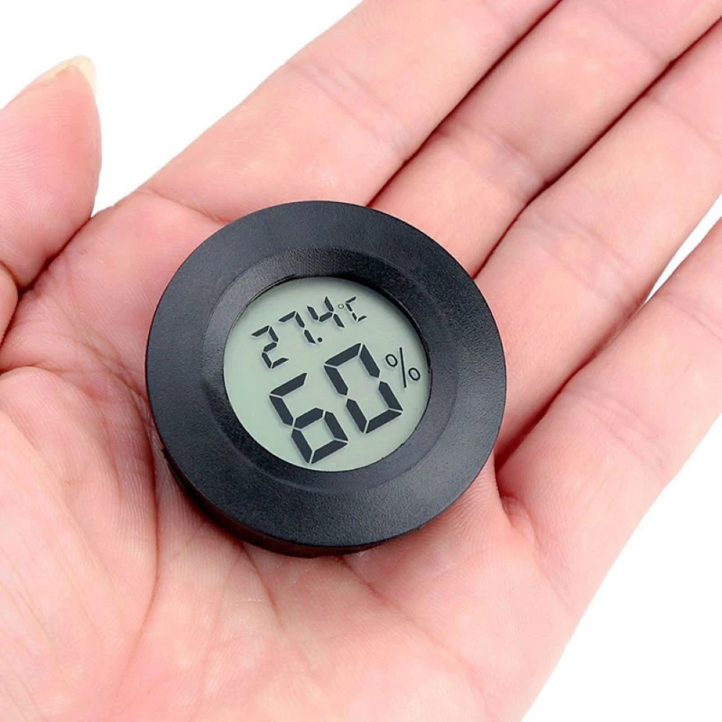 1~10PCS +70°C Mini LCD Digital Thermometer Hygrometer Round Temperature Humidity Tester Sensor Detector For Freezer Cigar Box