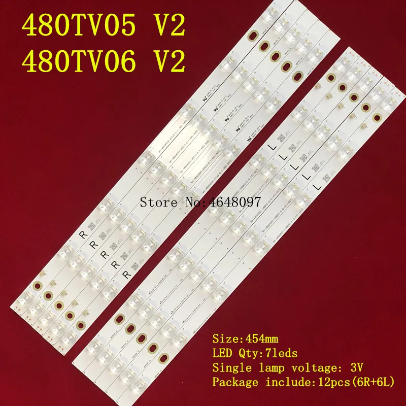 

5set=60pcs LED backlight strip for TX-48AX630B TX-48AX630E TX-48AXW634 480TV05 480TV06 V2 R L