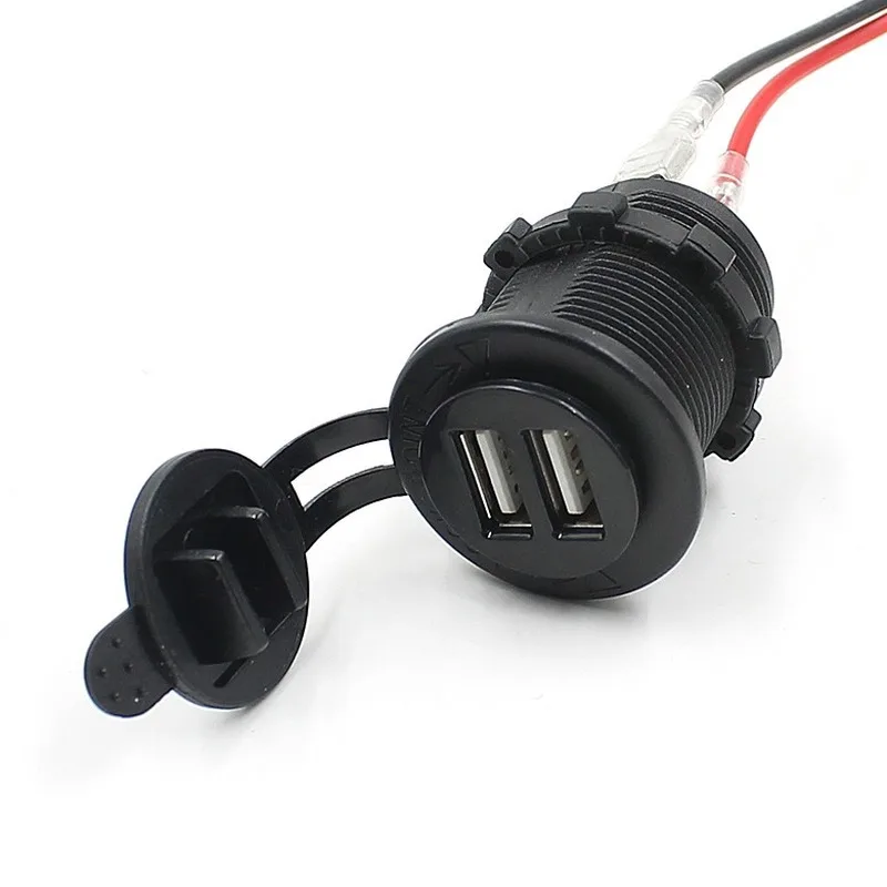 12V-24V Car Motorcycle Cigarette Lighter Dual USB Charger Car Boat Motorcycle Cigarette Lighter Sockets Power Plug Outlet