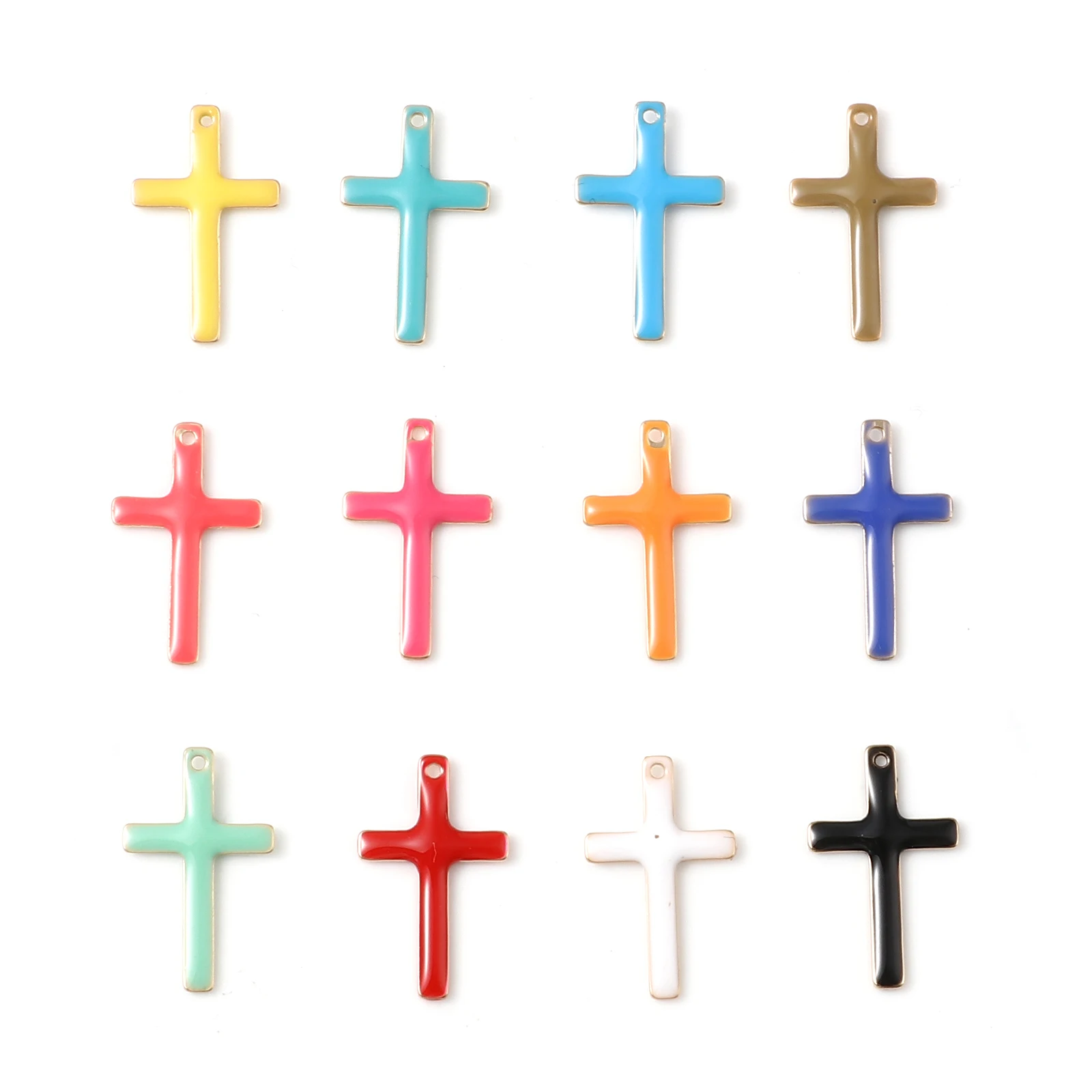 5PCs Classic Enamelled Crosses Charms Double Sided Sequins Cross Pendants For Colorful DIY Earring Necklace Jewelry Making