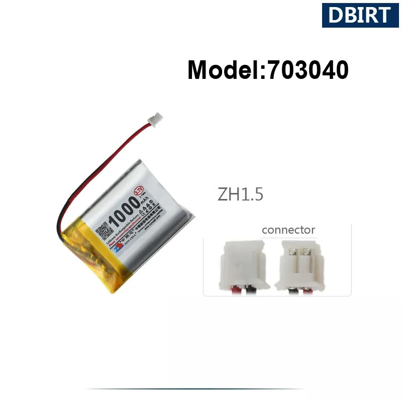 Аккумулятор LP703040 AHB703040 1000 ZH1.5 PH2.0 Molex1.25 для игровой мыши, GPS-гарнитуры, смарт-часов, 3 провода, 703040 мАч