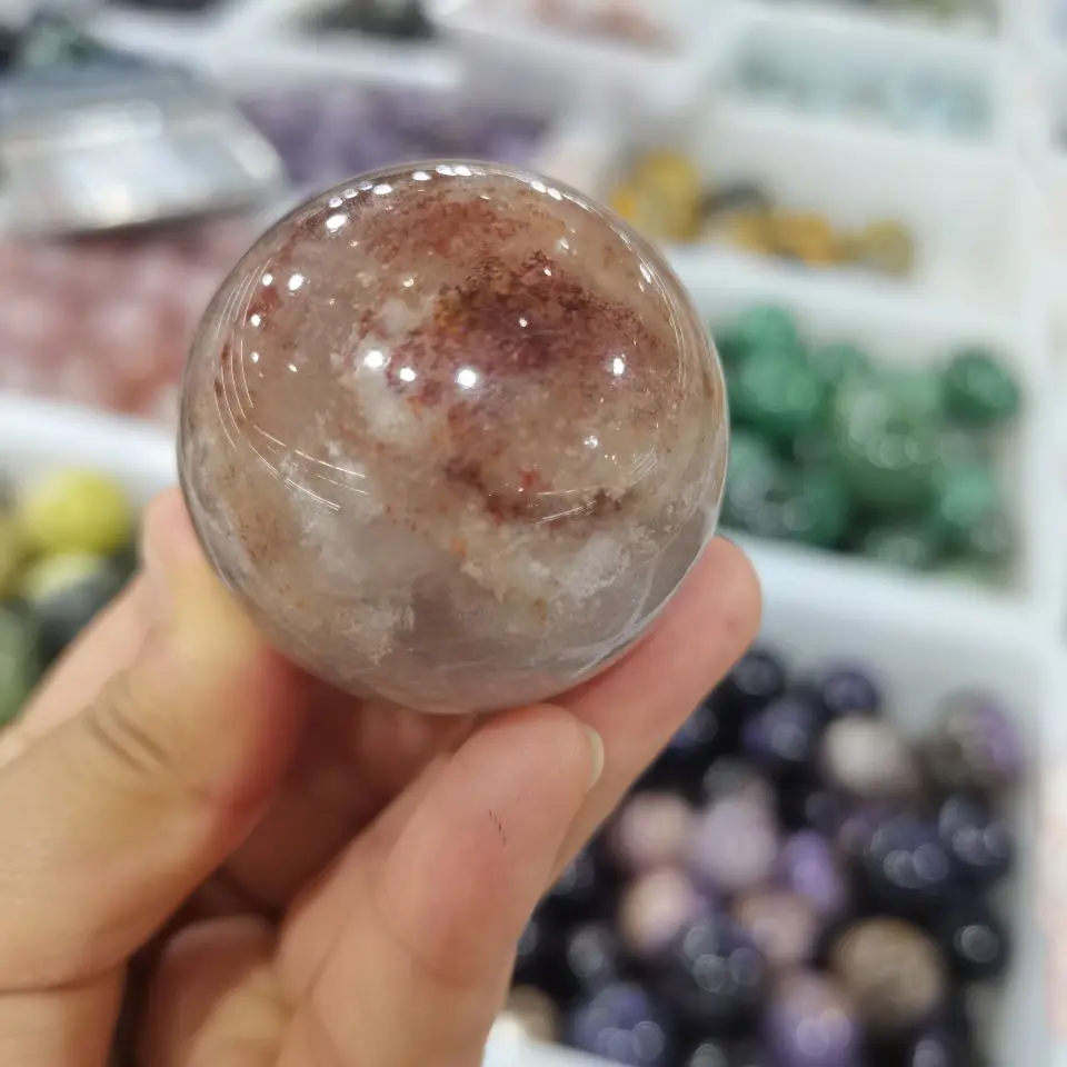 Natural Thousand layers of Phantom Crystal Quartz Energy Ball Reiki Healing good luck