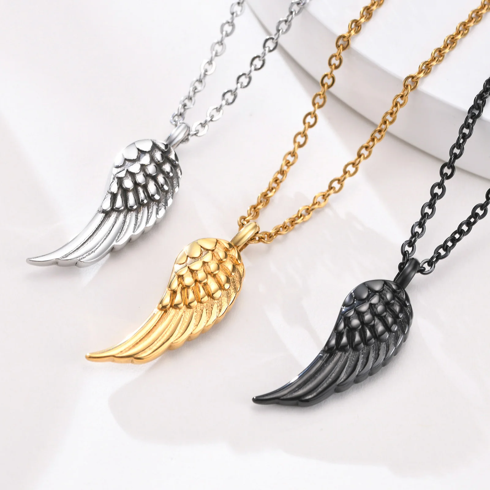 Delicate Angel Wing Cremation Necklace for Women,Stainless Steel Urn Pendant Ashes Holder Memorial Jewelry,Keepsake Gift