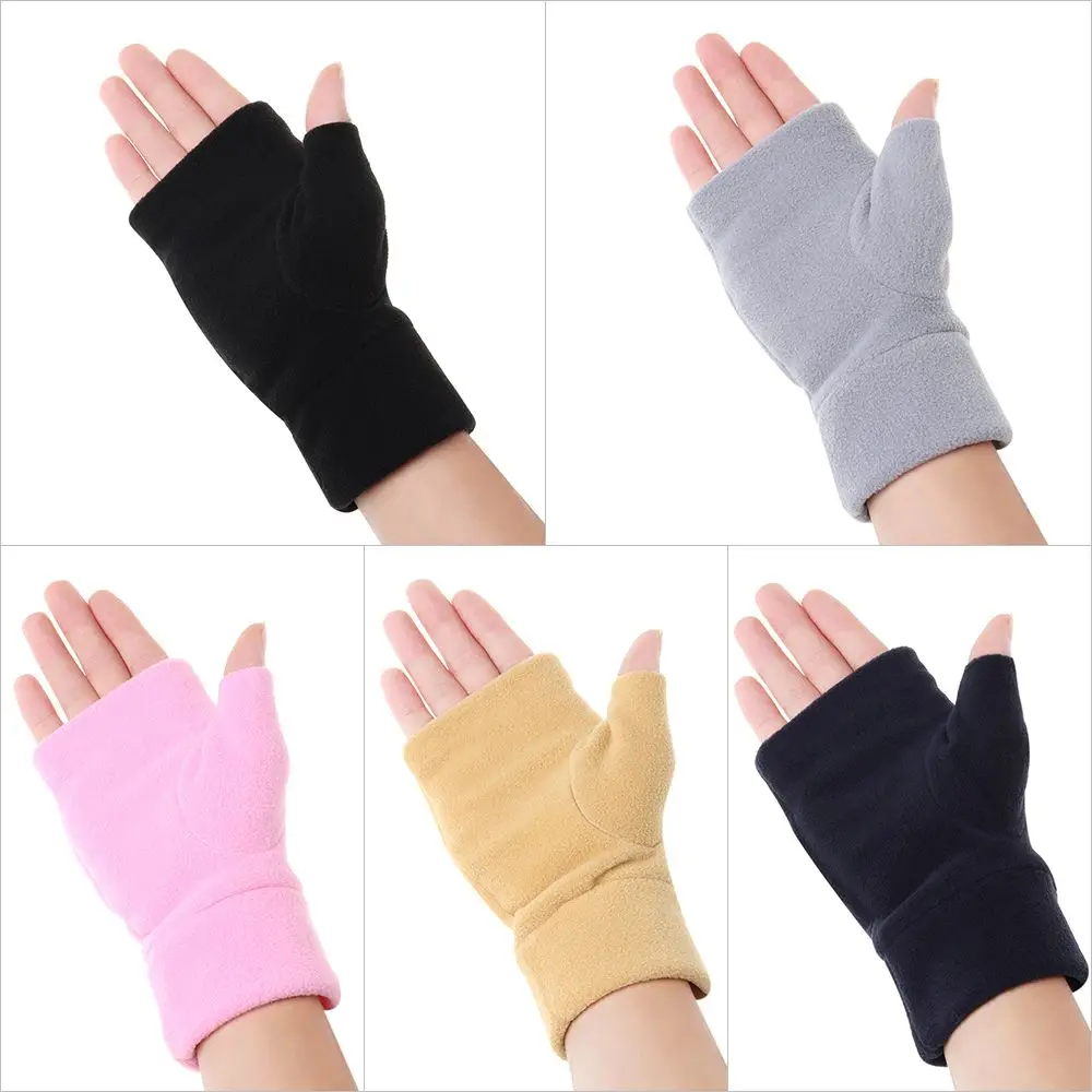 Winter Half Finger Running Fitness Gloves Man Women Fleece Touch Screen Fingerless Warm Mittens Windproof Velvet Driving Gloves