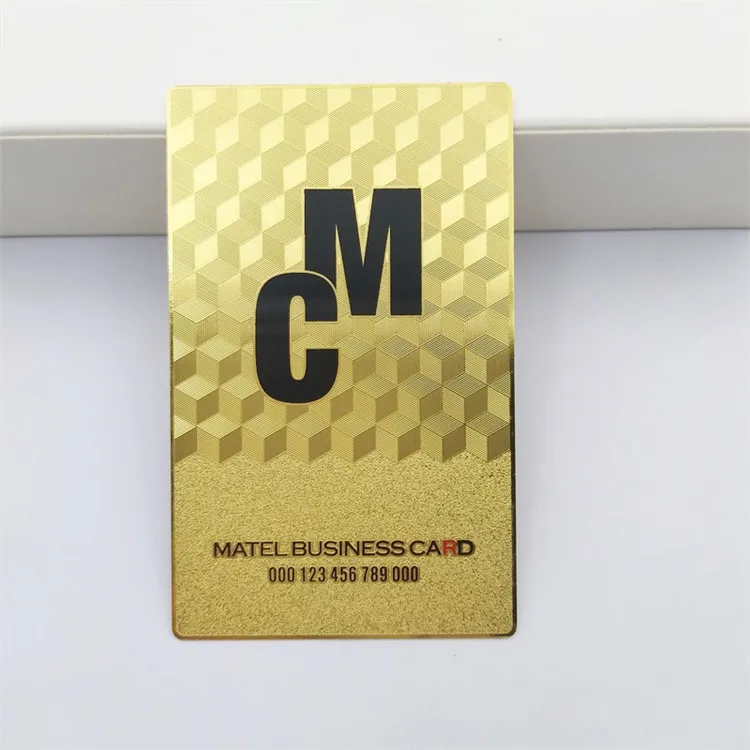 Custom brass material gold plated metal cards for club