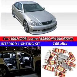 16x Canbus Error Free LED Interior Light Kit Package for 1998-2005 Lexus GS300 GS400 GS430 Car Accessories Map Dome Trunk Licens