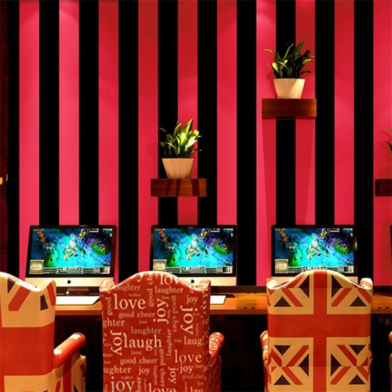 high-end Internet cafe wallpaper karaoke special vertical stripes clothing beauty salon fashion modern Internet cafe wallpaper