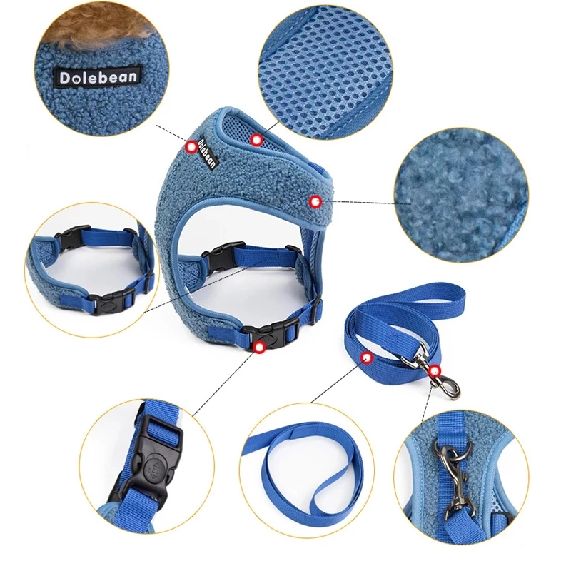 Puppy Dog Harness with Leash Set Adjustable Dog Cats VestHarness  Breathable Chest Strap Leash Harnesses With Traction Rope