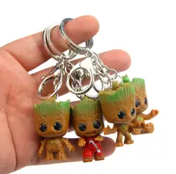 4pcs/set Marvel Guardians of The Galaxy Avengers Groot Baby Tree Man Keychain Model Figure Toys 5cm