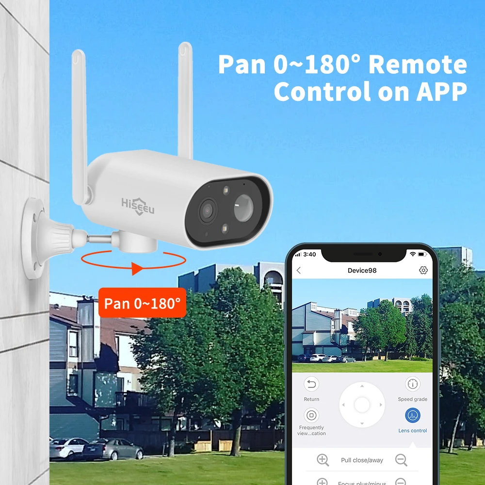 Panel de cámara con batería recargable Solar de 3MP, videovigilancia PTZ con WIFI, cámaras de seguridad impermeables para exteriores, PIR, Color nocturno