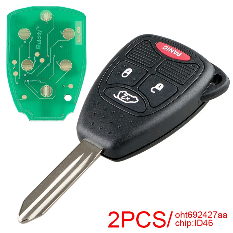 

2Pcs 3 + 1 Buttons Car Remote Key Fob with ID46 Chip OHT692427AA Fit for Chrysler 200/300/300c PT Cruiser Sebring