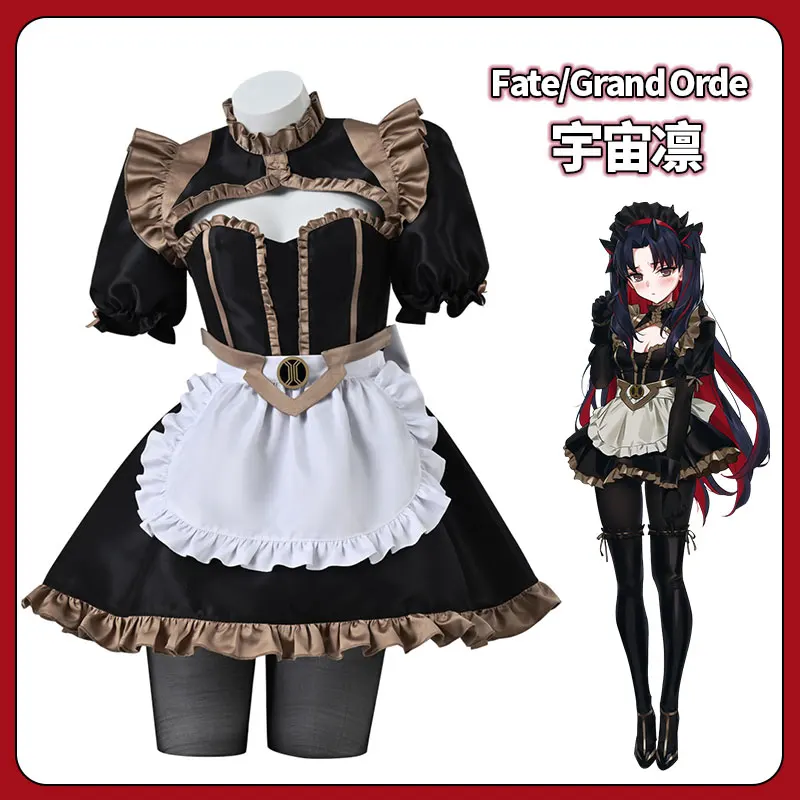 COSLEE Fate/Grand Order FGO Ishtar Astarte Space Ishtar Maid Uniform Dress Cosplay Costume Halloween Carnival Party Role Play