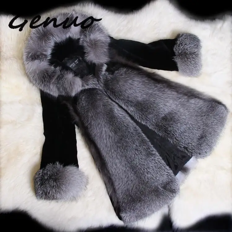 Genuo New 2019 Women FAUX FUR Coat Hooded Lady Slim Rabbit FAUX Coat Winter FAUX Fur Jacket Gilet Fast Shipping