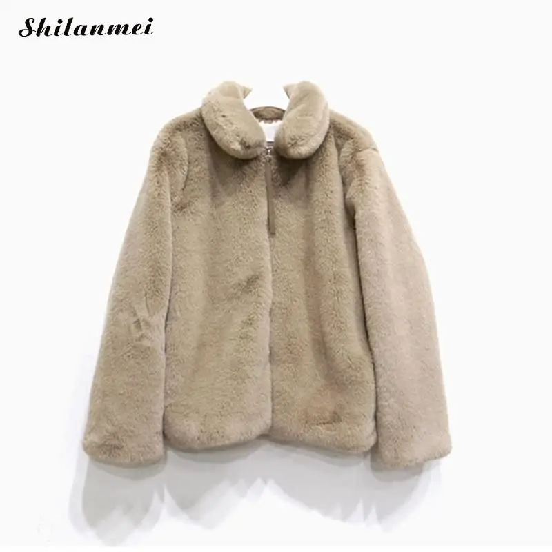 Plus Size Harajuku Faux Fur Coat Women Fashion Solid Green Cropped Fur Jacket Furry Winter Coat High Street Thick Ladies Outwear