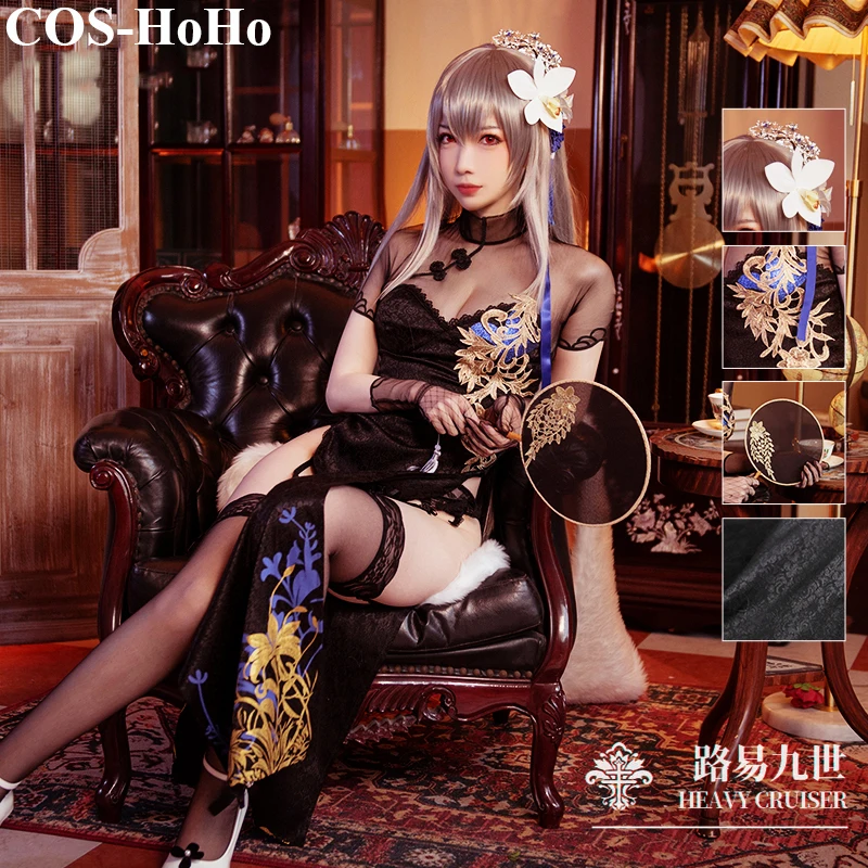 

COS-HoHo Anime Azur Lane FFNF Saint Louis Game Suit Cheongsam Slim Dress Uniform Cosplay Costume Halloween Party Outfit Women